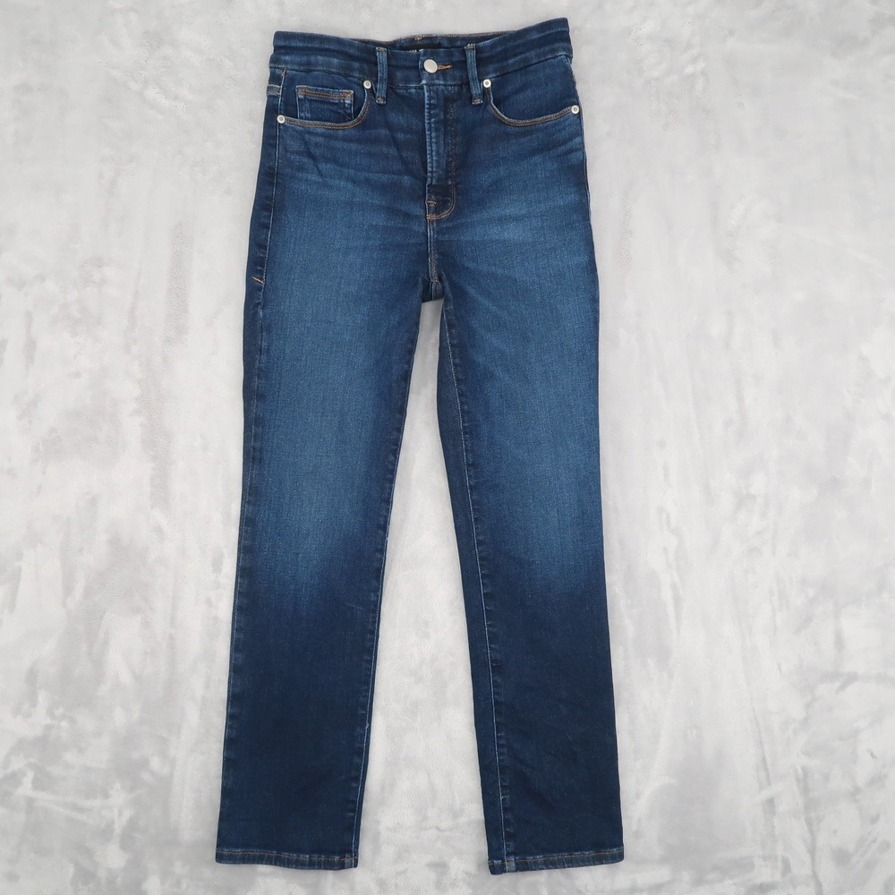 Good American Jeans Women 6/28 Blue Good Classic Slim Straight Split Back Pocket